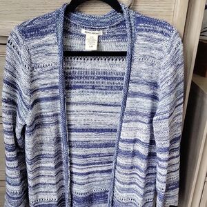 Billabong Blue and White Striped Cardigan Sweater